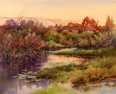 Quiet River, Watercolor Painting by Roland Lee