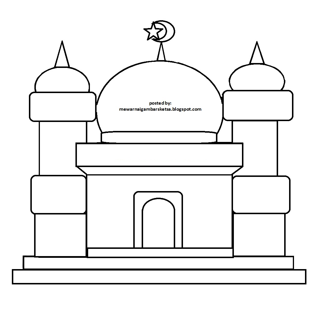 Mewarnai Gambar Mewarnai Gambar Sketsa Masjid 17