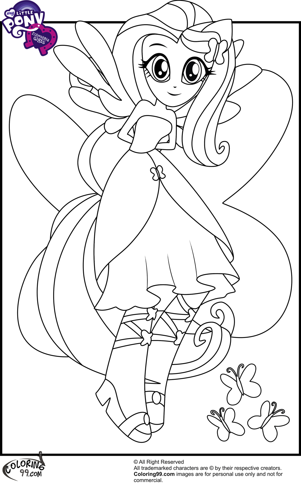 fluttershy equestria girl my little pony coloring my on fluttershy coloring pages id=32104