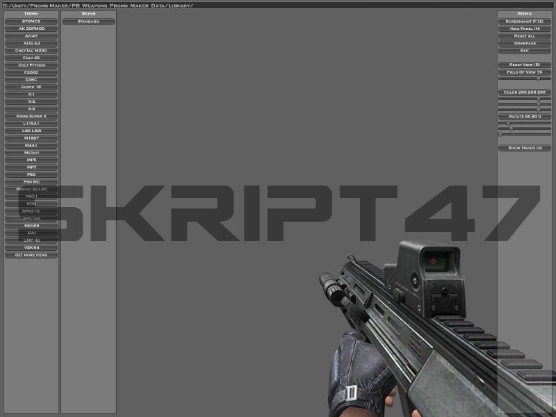 PB Weapon Render Maker, Обзор оружия