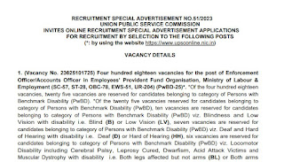 UPSC EPFO Recruitment 2023 577 Vacancies; Online Application Form