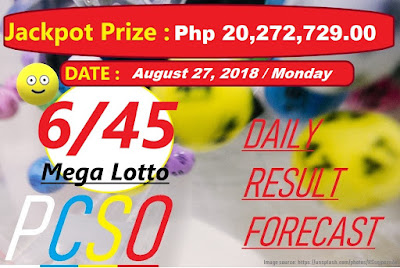 August 27, 2018 6/45 Mega Lotto Result