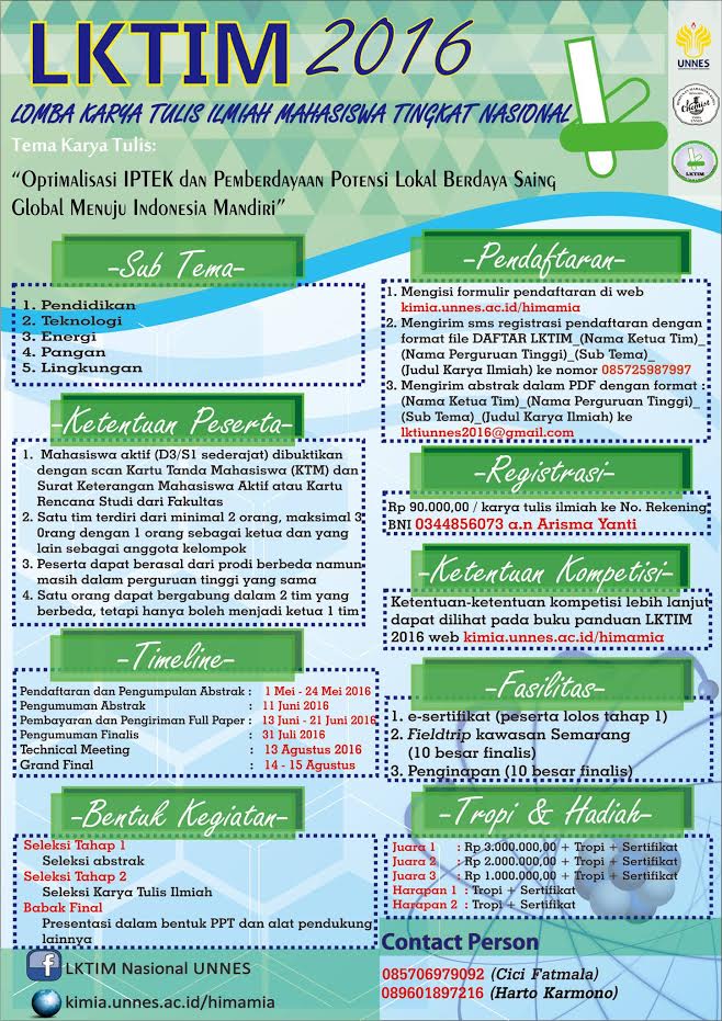 Lomba Karya Tulis Ilmiah Mahasiswa (LKTIM) - Himamia FMIPA Unnes 