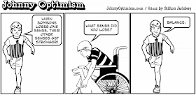johnnyoptimism, johnny optimism, medical humor, sick humor, wheelchair, stilton jarlsberg, boy and his dog, amputee
