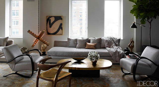 elle decor beautiful gray white neutral living room