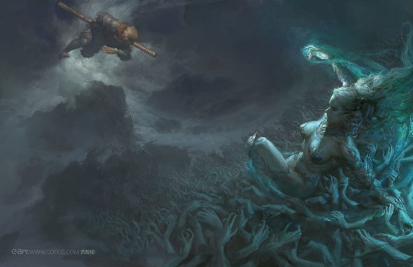 Fenghua Zhong deviantart artstation ilustrações fantasia ficção científica mitologia lendas chinesas oriental sombrio impressionante sun wukong