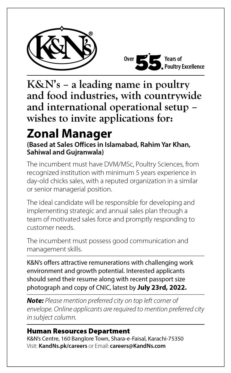 K&N’s Pakistan Jobs July 2022