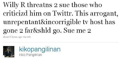 Sen. Kiko Pangilinan vs Willie Revillame on Twitter