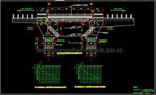 Gambar-Jembatan-Gelagar-Beton-Bertulang-Balok-T-Kelas-A-Bentang-22-Meter-Format-Autocad-01