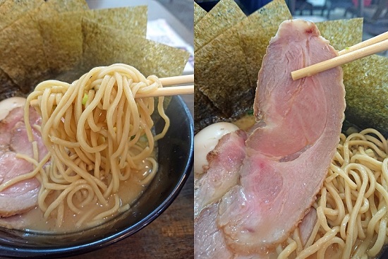 チバリラーメンの麺とチャーシューの写真