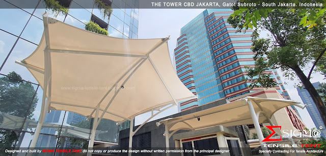 tensile membrane roof kontraktor atap membran tensile tent tension membrane structure canopy THE TOWER SCBD ALAM SUTERA