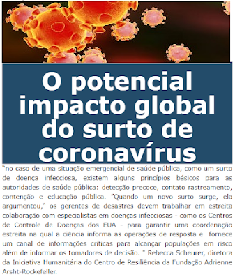 O potencial impacto global do surto pandêmico de coronavírus