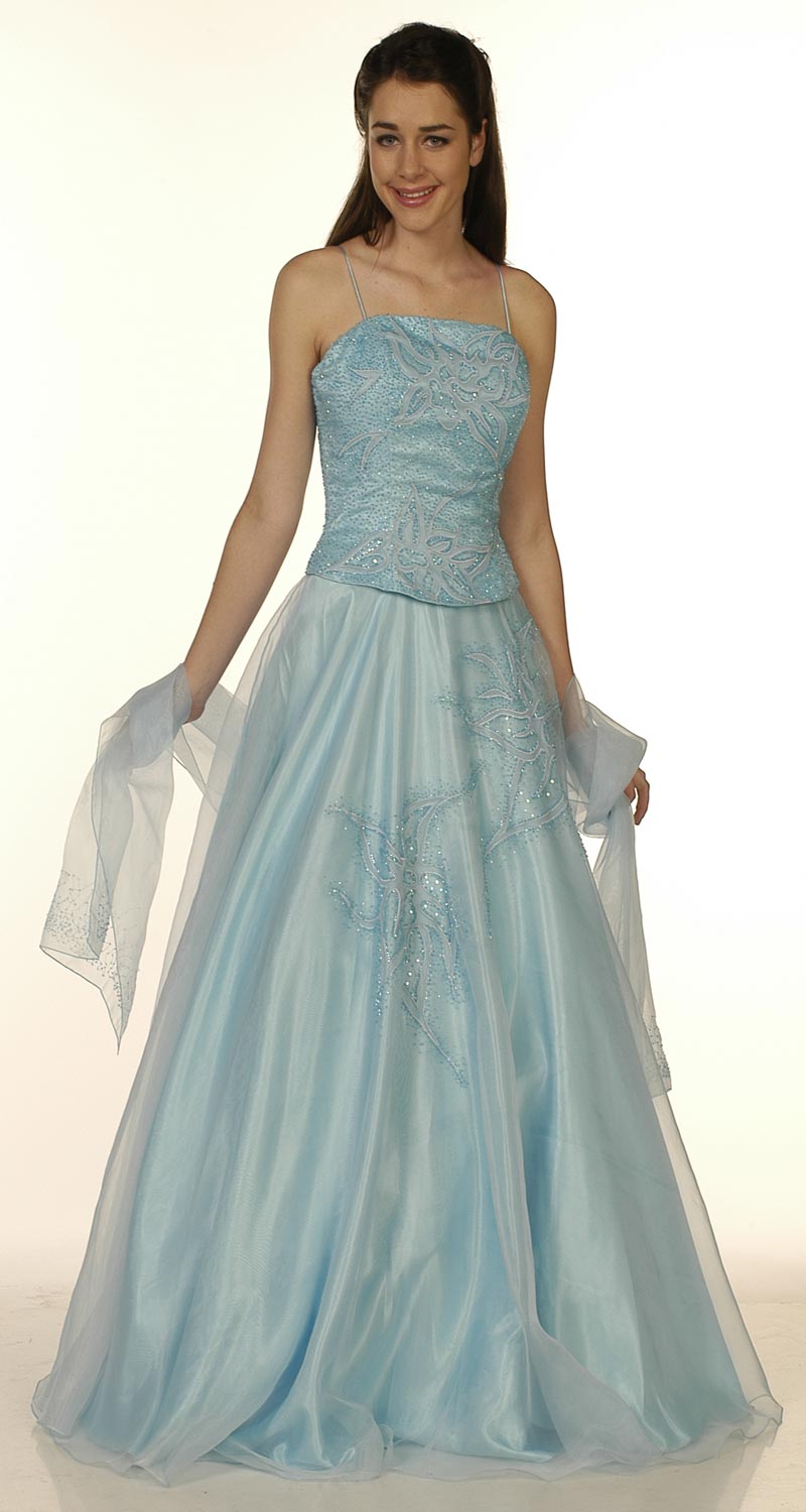 Blue bridal ball gown