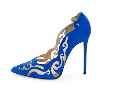 Rene Caovilla Blue Laser Cut Pumps