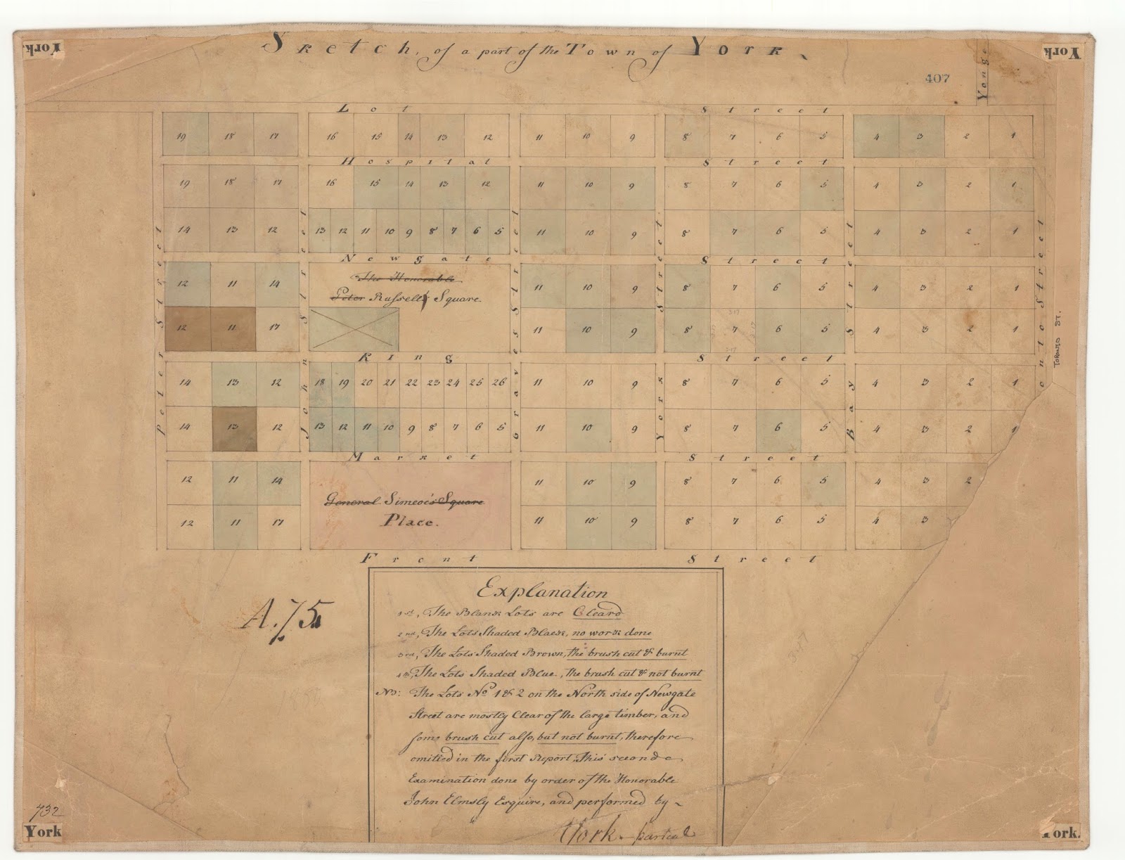 Map from 1801 of part of the Town of York (Toronto)