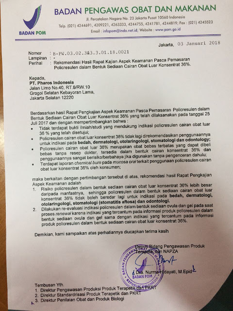 Surat Dari BPOM Untuk Tidak Menggunakan Albothyl Dulu!