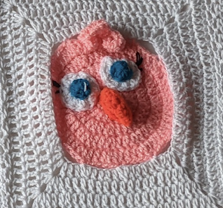 The Pink angry bird granny square
