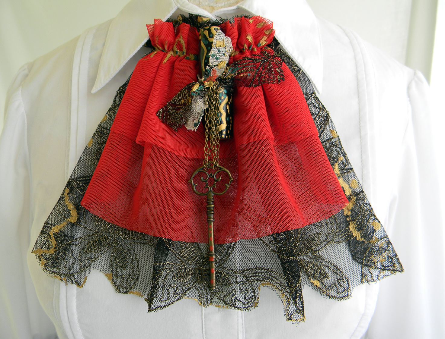 Steampunk Victorian Jabot Handmade Fashion Accessory