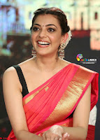 Kajal Agarwal in Red Saree Sleeveless Blouse Stunning Pics  Exclusive Galleries 003.jpg