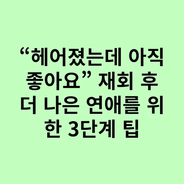 “헤어졌는데 아직 좋아요” 재회 후 더 나은 연애를 위한 3단계 팁