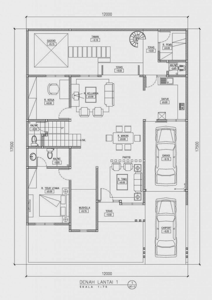 Gambar Denah Rumah Minimalis Modern 1 Lantai  Terbaru 2019 