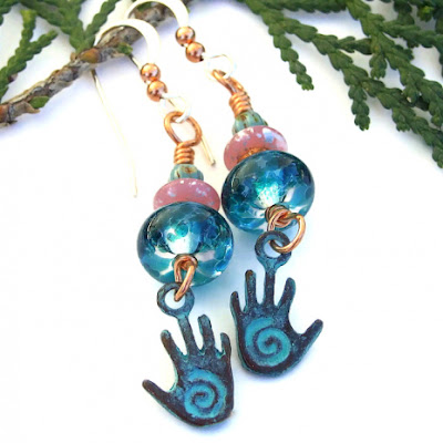 mykonos spiral hand jewelry with lampwork