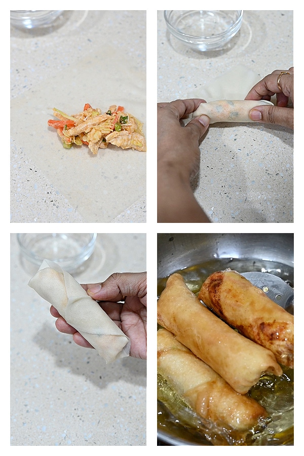 how to make buffalo chicken egg rolls