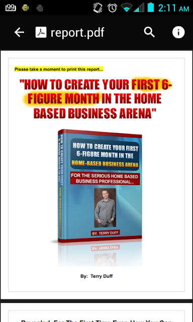A Screen Shot Of Terry Duff Affiliate Program for Home Business