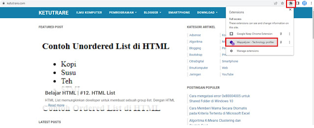 Cara Mengetahui Teknologi yang Dipergunakan Pada Sebuah Website di Google Chrome