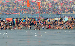 Millions of pilgrims come and rest in the Kumbh bath