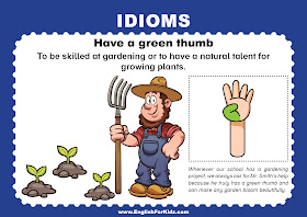 Illustrated English idiom - have a green thumb