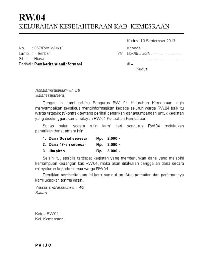 Contoh Surat Pemberitahuan