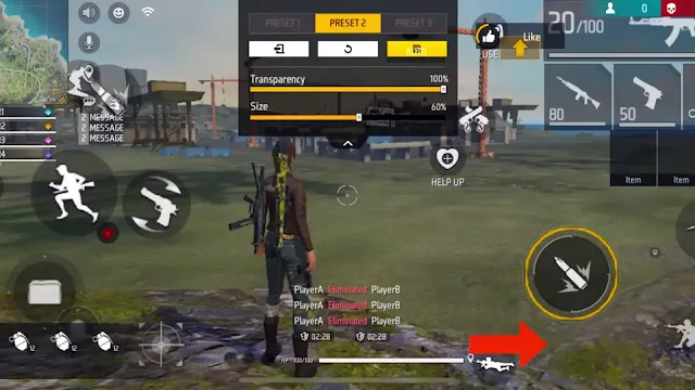 Drag position in free fire