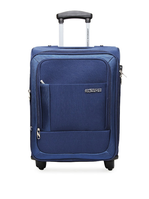 American Tourister Malta Spinner Polyester 55 cms Blue Carry On Small Luggage