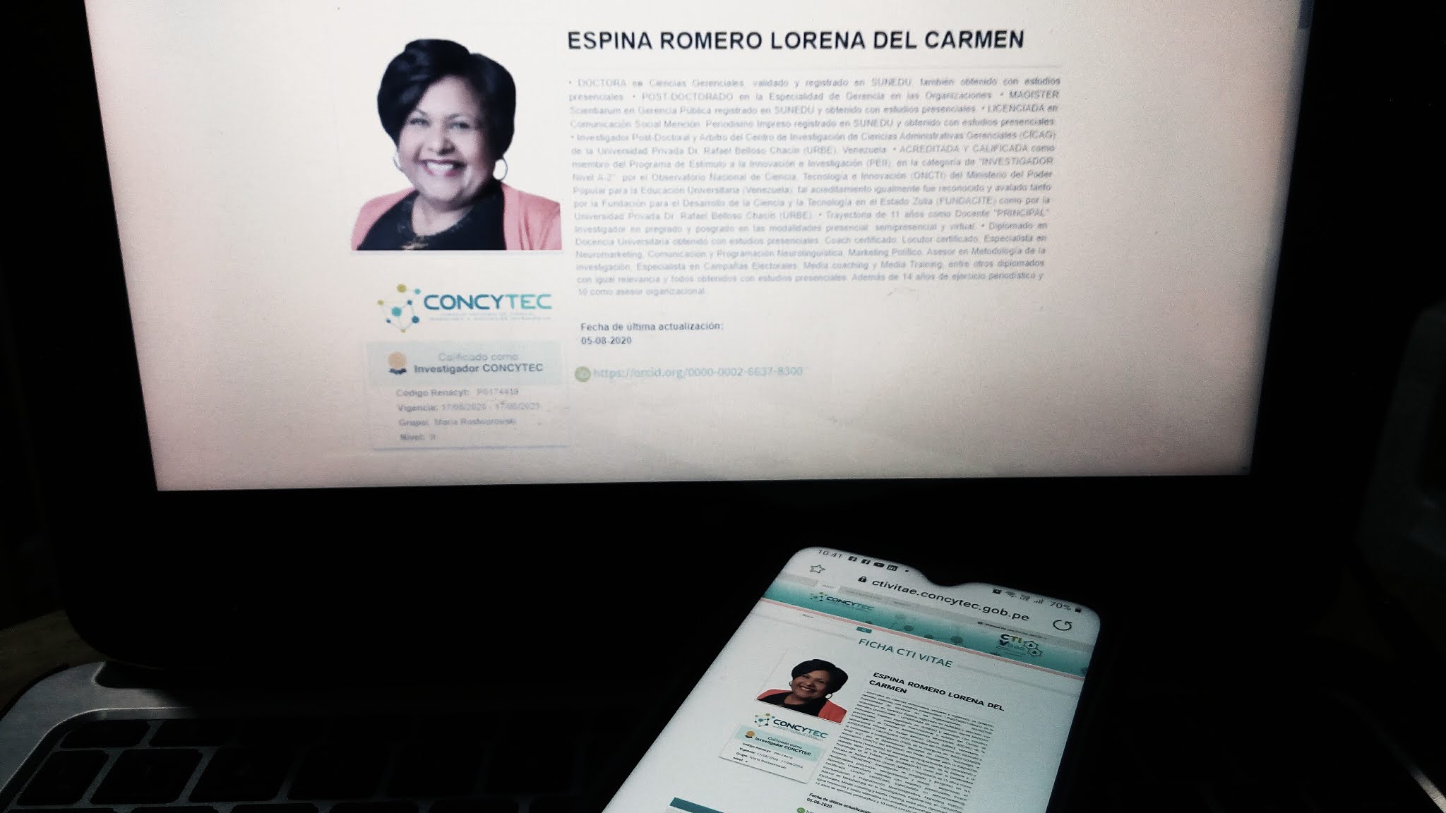 Dra. Lorena Espina Romero Investigador Renacyt