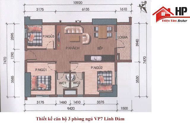 Thiết kế căn 3 phòng ngủ VP7 Linh Đàm