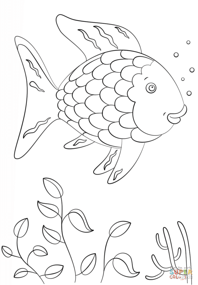 Rainbow Fish Coloring Page 1