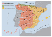 Mapa de España donde aparecen las 3 vertientes y algunos de los principales . (rã­os de espaã±a)