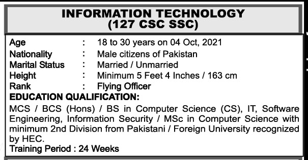 Information Technology Jobs in PAF Pakistan 2021