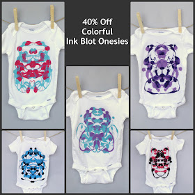 baby gift idea, unique baby onesies with ink blot designs