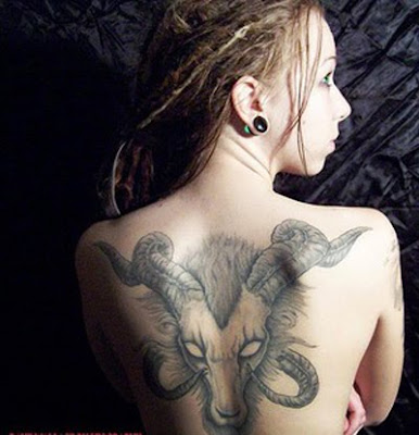Aries Zodiac Tattoos in Full Back Sexy Female