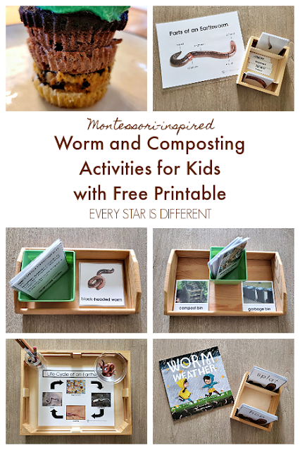 Montessori-inspired Worm and Composting Activities for Kids with Free Printable