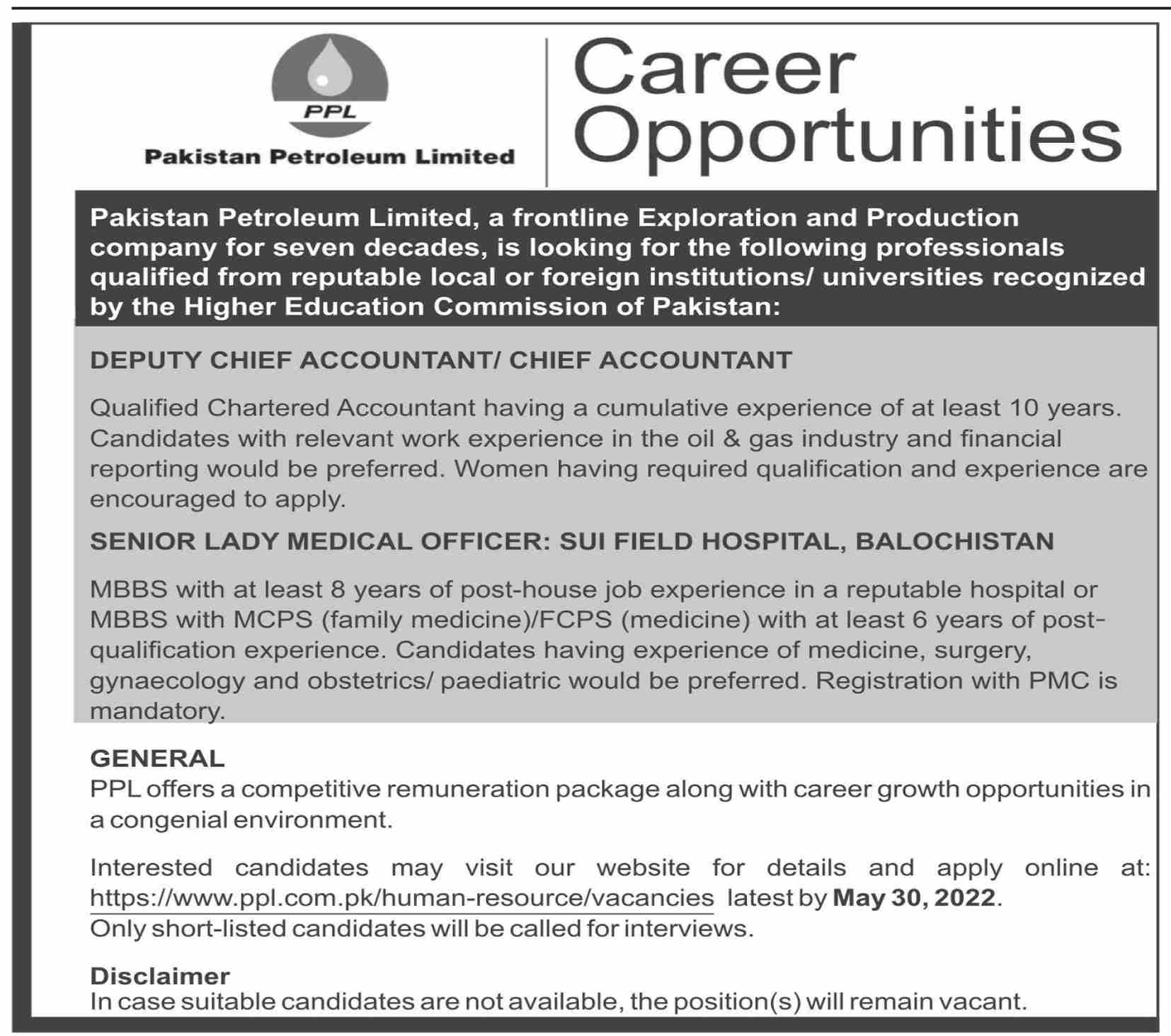 Latest Pakistan Petroleum Limited PPL Management Posts Sui 2022