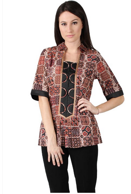 Model Baju Batik Wanita Lengan Pendek Modern 