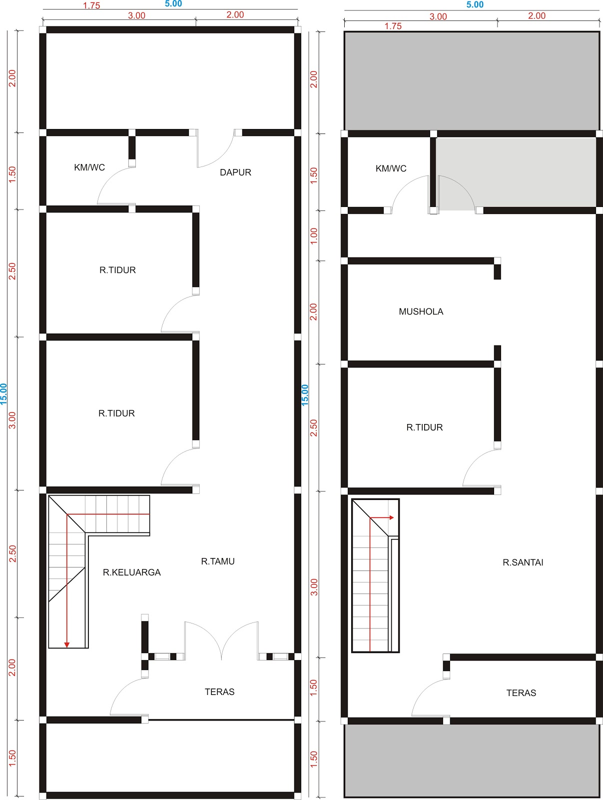 VastuSianu Rumah Dua Lantai Di Lahan 5x15m