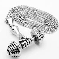 Mens Athletic Fitness Dumbbell Necklace 
