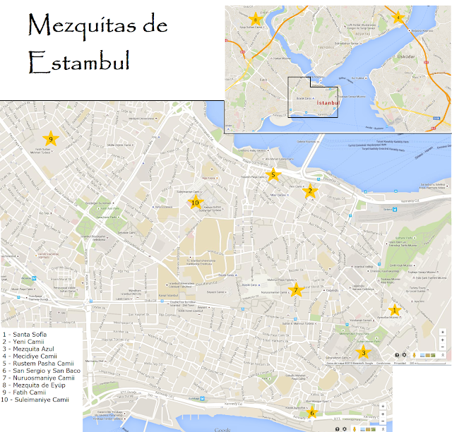 mapa mezquitas estambul