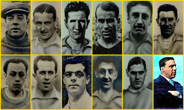 SELECCIÓN DE ESPAÑA. Temporada 1920-21, Ricardo Zamora, Vallana, Arrate, Samitier, Belauste, Sabino. Pagaza, Sesúmaga, Patricio, Pichichi, Acedo, Paco Bru (seleccionador). SUECIA 1 ESPAÑA 2. 01/09/1920. II Juegos Olímpicos de Amberes 1920, cuartos de final para la medalla de plata. Amberes (Bélgica), estadio Boschuild. GOLES: 1-0: 28’, Dahl.1-1: 51’, Belauste. 2-1: 53’, Acedo.