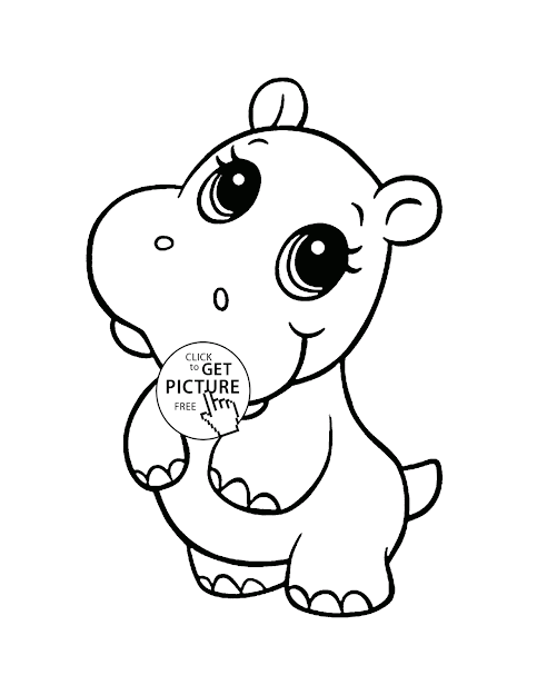 Cute Hippo Animal Coloring Page For Kids Baby Animal Coloring Pages  Printables Free