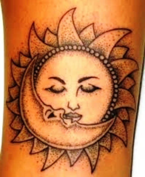Half Sun Half Moon Tattoo
